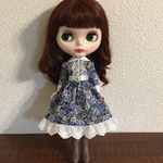 レトロなワンピース ボタニカル ブルー系