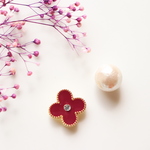 【sale】ボルドーフラワーとコットンパール♡　ピアス/イヤリング