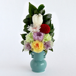 【受注製作】仏花 Mサイズ 『4段』（輪菊／ホワイト＆ライラック） HBL-KG02