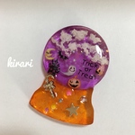 セール！☆1点もの！ハロウィン限定☆ スノードーム ハッピーハロウィン  レジン ブローチ