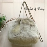 ★★★値下げしました★★★　再販 リバティ　Lサイズ　もふもふ 巾着 ポシェット　フォックス　ベージュ　エコファー　ストロベリーシーフ