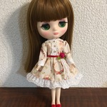 20センチドール 赤いバラのワンピース ピンク