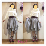 アシンメトリー、ふわふわ、チェックのかわいいスカート💖二重ギャザー、かっわいいの❣️❣️