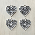 ANTIQUE SILVER HEART CHARM BEADS