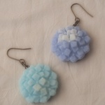 耳に砂糖菓子ピアス（あじさい：水色）