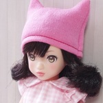 ネコミミ帽子：ピンク　4～5インチヘッド用