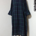 ダブルガーゼ　ブラックウォッチ　セーラーカラー　ワンピース👗