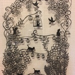 ニャンコの森*(提灯) 切り絵原画