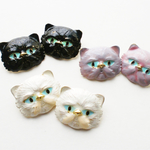 ヴィンテージCat  白 ゴールド パーツ・素材  レトロ素材 猫パーツ