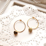 一粒ハートフープピアス 