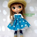 ＊やわらか水玉ワンピース＊８点セット＊ blythe outfit＊ブライス ＊ ブライス ＊ワンピース・ブーツ・帽子＊
