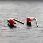 赤珊瑚14kgf pierce『天然石の小さな 2way ピアス- dainty 』