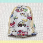 巾着袋 マチ付き☆働くクルマ