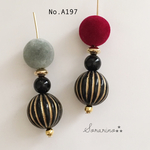 No.A197 ベロア調✪︎フロッキービーズ × アンティーク ピアス / イヤリング