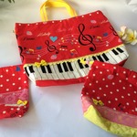 【ｒ様オーダー品】入園入学セットリネンバレリーナ手提げお着替え巾着