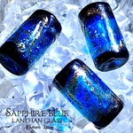 【サファイアの角灯!!】極上とんぼ玉✧【金銀輝!! 流星のような輝き✧】縦約１５mm【３個】セット【人気再入荷♫】