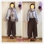 ゆるかわ、グレーニットとリブスカンツのあったか、かわいいお出かけ着💖可愛いくてオシャレなセットだよ❣️❣️