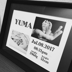 【２枚目半額】写真入り ベビーポスター 【オーダー命名書】モノトーン