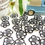 【#323】24個　12mm ボタン　手芸用　お花　黒　小　24個 