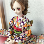 DD・（S）M胸対応　市松モダン中振袖