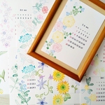 消しゴム版画「２０１８年版季節のお花のカレンダー（ポストカードサイズ）」