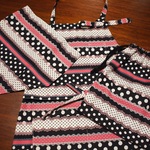 調理実習に♪　高学年用子供エプロン＆三角巾（収納きんちゃく付）ドットボーダー　　140㎝～160㎝