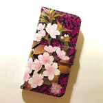 和柄 美しい サクラ 夜桜 春 黒ベース 桃 ピンク No.6 全機種対応 スマホケース 手帳型ケース 全機種カメラ穴加工あり