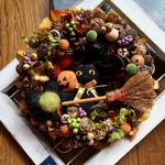 フェルトフラワーのハロウィンリース　～クロネコ〜 