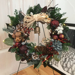 Christmas wreath vol.13(カウベル、ワイヤーライト、トナカイピック付き)