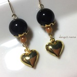 感謝❣️5点限定300円☆ハートチャーム☆アクリルブラックのピアス/イヤリング