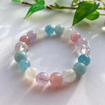 女子力アップ♡レインボームーンストーン&アクアマリンパワーストーンブレスレット