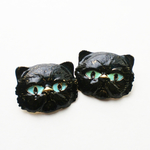 ヴィンテージCat  黒 ゴールド パーツ・素材  レトロ素材 猫パーツ