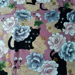和柄猫♪黒猫☆キルトゲイト☆百花繚乱☆ピンク