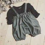 コットンツイルの肩ひも付きサルエルかぼちゃパンツ