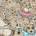 【再販】ダックス大好き！シール(クリームver)犬・わんこグッズ◆ダックスフンドステッカー◆ダックスフント ソリッド