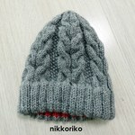 なわあみのとんがり帽子　グレー　×　あか