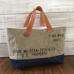 本革持ち手 小さめ帆布トートバッグ
