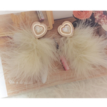 BIGハート×マラボーファー ヴィンテージ  大ぶりピアス