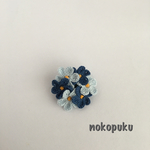 レース編みのお花ブローチ あお