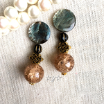 ☆Vintage Button☆くすみカラーなアンティークピアス/イヤリング
