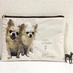 R.M.様専用＊ペットのフォト刺繍＊オーダメイドフラットポーチ