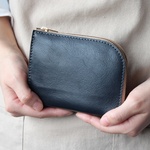 コンパクト財布　ネイビー　名入れ／ギフトラッピング可【ご注文順に生産させて致します】 