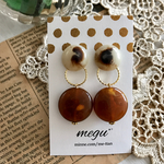ベージュカボション✱秋冬ピアス