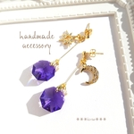 再×3＊ブルーバイオレット&キラキラ月星ピアス