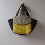 ツイードのシェルトート（yellow＆choco)