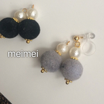 【再販】ベロア雪だるまピアス*イヤリング*ノンホールピアス*