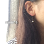 【再販3】一粒ガラスパールのスティックピアス*イヤリング*ノンホールピアス*