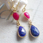 Blue&Red ✳︎ラピスラズリとルビー✳︎ピアス ヴェルメイユ