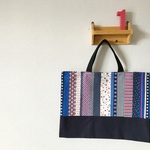 sale!sale!ネイビー！星ストライプ かっこいいレッスンバッグ おけいこバッグ 手提げ
