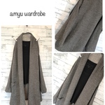 a.myu上質ふっくら起毛cotton素材 グレー斑入りドロップカーデ